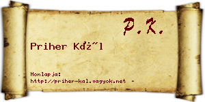 Priher Kál névjegykártya